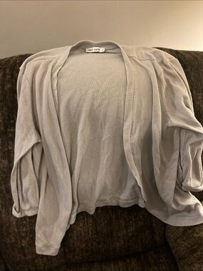 Grace Karin Light Gray Waffle Knit Top